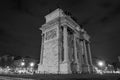Arch of peace of  the city of Mlan night scene black and white photography Royalty Free Stock Photo