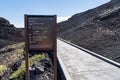 Arco, Idaho - June 30, 2019: Sign for the Snow Cones trail in Craters of the Moon National Monument, managed by the US National