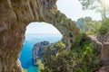 Arco Naturale is natural arch on coast of Capri island, Italy Royalty Free Stock Photo