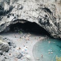 Arcomagno beach in calabria italy with natural arch