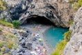 Arcomagno beach in calabria italy with natural arch