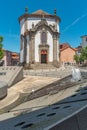 ARCOS DE VALDEVEZ, PORTUGAL - CIRCA MAY 2019: view of the Lapa Church in the historic center of the village of Arcos de Valdevez
