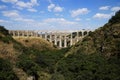 Arcos del Sitio Arcos Site historic aqueduct in Tepotzotlan, Mexico Royalty Free Stock Photo