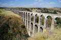 Arcos del Sitio Arcos Site historic aqueduct in Tepotzotlan, Mexico Royalty Free Stock Photo