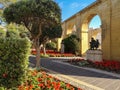 Arcs of Barrakka garden with flower at Valletta Royalty Free Stock Photo