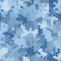 Arctic blue colors seamless pattern background of hexagons and squares