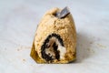 Arctic Cake Milky Roll Dessert with Biscuit Powder and Banana Royalty Free Stock Photo