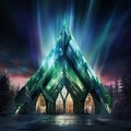 Arctic Cathedral: Majestic Northern Lights Illuminate the Horizon