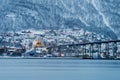 Arctic Cathedral  and Tromso Bridge Royalty Free Stock Photo