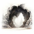 Epic Fantasy Cave Drawing With Ice And Snow