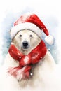 Arctic Christmas: A Festive Polar Bear Illustration with a Messa