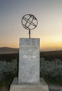 The arctic circle monument lit by the midnight sun. Royalty Free Stock Photo