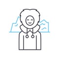 arctic explorer man line icon, outline symbol, vector illustration, concept sign