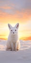 Colorful Arctic Fox At Sunset: A Captivating Fine Art Photography Royalty Free Stock Photo