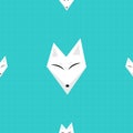 Arctic Fox Blue Background