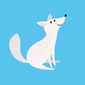 Arctic fox. Snow fox or polar wolf isolated vector illustration