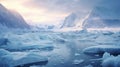 Arctic Glacier: Stunning Ice View With Mountains And Post-apocalyptic Backdrop