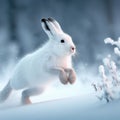 Arctic Hare sprints across snowy tundra