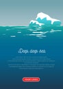 Arctic iceberg flat illustration. Iceberg on blue background poster. Flat seascape.