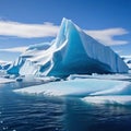 arctic iceberg at greenland and antarctica melting ice polar sea and blue fictional place created with