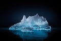 Arctic iceberg mountain landscape crystal stand product display platform on water glacier. Generative Ai.