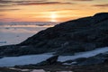 Arctic Icebergs Greenland in the arctic sea at sunset Royalty Free Stock Photo