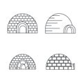 Arctic igloo icon set, outline style
