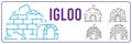 Arctic igloo icon set. Outline set of arctic igloo vector icons thin line color flat on white. Winter cold temperature