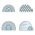 Arctic igloo icon set vector color