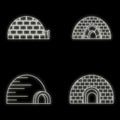 Arctic igloo icon set vector neon