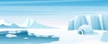 Arctic landscape with ice house flat vector illustration Royalty Free Stock Photo