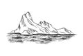 Arctic landscape. Icy mounts, Iceberg. Hand drawn illustration converted to vector