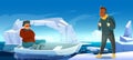 Arctic landscape with iceberg, boat and people Royalty Free Stock Photo
