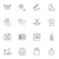 Arctic line icons collection. Ice, Snow, Polar, Tundra, Aurora, Glacier, Frost vector and linear illustration