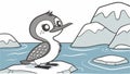 Arctic Loon bird panicked looks room Bicycle vector Royalty Free Stock Photo