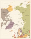 Arctic Map - Vintage Vector Illustration Royalty Free Stock Photo