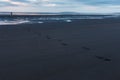 Arctic ocean footprint on the north sea beach