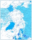 Arctic Ocean Map In Colors of Blue