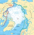 Arctic Ocean Sea Routes Map Royalty Free Stock Photo