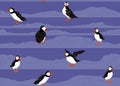 Arctic Puffins seamless pattern