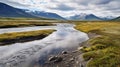 Arctic River: Serene Landscapes Of Mountains And Flowing Waters