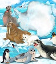 Arctic scenery - cartoon style with animals