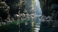 Arctic Sea Level Cave: Terragen-inspired River In Maya With Cinematic Japanese Photography