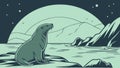 Arctic Seal Under Moonlit Sky Vector Art, vector design Generative AI Royalty Free Stock Photo