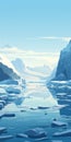 Arctic Seascape Cartoon Illustration: A Glacier Masterpiece In Atey Ghailan\'s Style