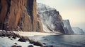 Arctic Seascape: Cliffs, Snowy Mountains, And Texture-rich Landscapes