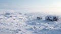 Arctic Snow Region: Houses And Huts Amidst The Ocean