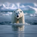 Arctic solitude Ursus maritimus gracefully navigating pack ice in Svalbard