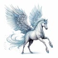 Detailed White Pegasus Illustration With Realistic Equine Paintings And Inventive Character Designs