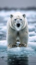 Arctic wilderness Ursus maritimus standing on pack ice in Norway